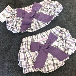 NWT RuffleButts Diaper cover Bloomer w/ bow Twins or just backup! Purple plaid